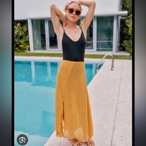 Cuyana Wrap Maxi Cover Up Skirt - Mango - 100% Tencel - NWT